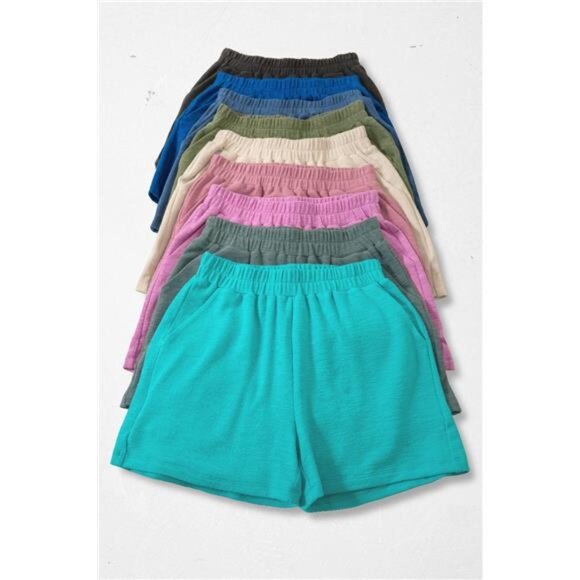 Zenana Cotton Slub Shorts - Picture 3 of 3